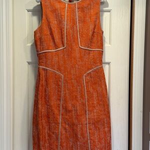 Anne Klein Textured Orange Knee Length Dress